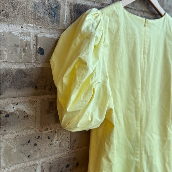 ENGLISH FACTORY
Ruffle Detail Puff Sleeve Poplin Dress  size Large Yellow - Picture 4 of 12